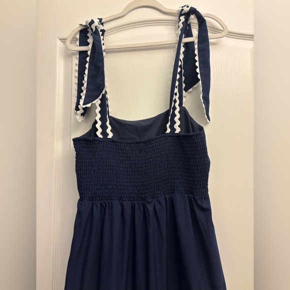 Sail To Sable Ric-Rac Bow Strap Maxi Dress Navy - Picture 5 of 6